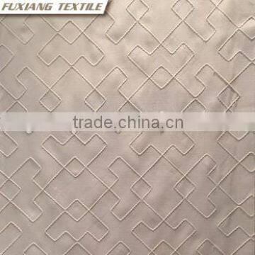 100% Polyester Faux Silk Geometric Embroidered Window Curtain Fabric Color:grey,green,black,white,red,purple photo-2