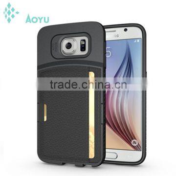 Wallet credit card slot case foldable stitching cell phone case for Samsung Galaxy S6