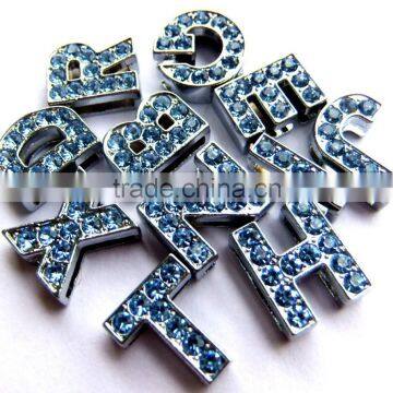 10MM Light blue color stone zinc alloy DIY letters