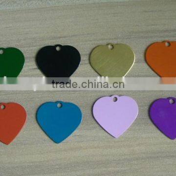 colorful aluminum heart blank pet dog collar tag cheaper wholesale