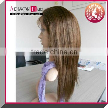 Silky straight full lace wig chinese virgin silk top