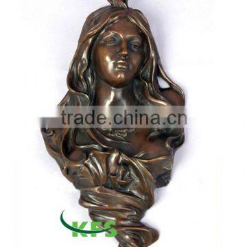 Bronze lady bust for wall decor