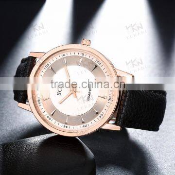 New design quartz leather watch men 2016