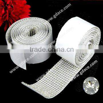 Clear Crystal Cutting Metal Mesh, Sticker Rhinestone Banding, Sticky Crystal Rhinestone Trimming Self-Adhesive for Decoration