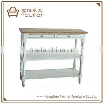 Antique White Long Drawers Wooden Entryway Wall Console Table