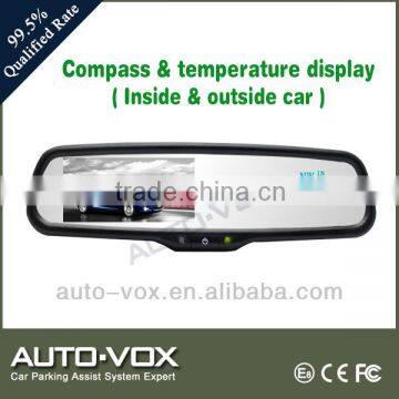 4.0 inch high brightness car reverse Rear view Mirror Monitor with compass and temperature display