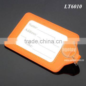 Promotional Orange Color Leather Travel Luggage Label Straps Suitcase Wholesale Cheap Bulk Luggage Tag