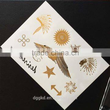 2014 hot sale classic temporary tattoo design metallic tattoo golden body tattoo sticker