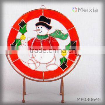 MF080645 china wholesale staind glass snowman table stand for christmas gift