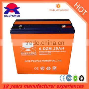 12v 20ah e-bike lead acid battery/ maintenance free e bike battery china6-dzm-20