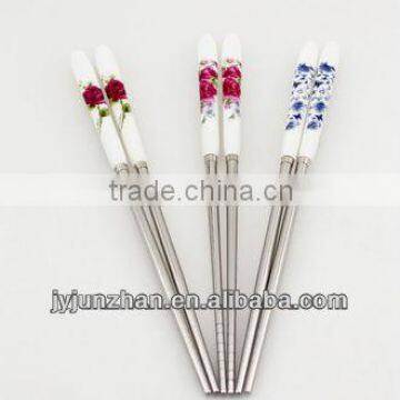 Stainless Steel chopstick with ceramic handle and mirror polishing and hand polishing and low price