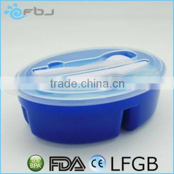 Blue BPA Free Bento Lunch Box With Knife Fork