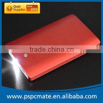 Aluminium Smartphone external charger red power bank with Led torch 4000mah