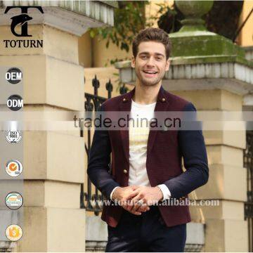 2016 New Fashion Red with Blue Slim Fit Design Blazer One Button Jacket Handsome Business italian blazer