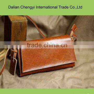 Fashion leisure ladies genuine leather shoulder bag with long straps