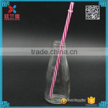 190ml transparent glass milk bottle with easy open end plastic lid