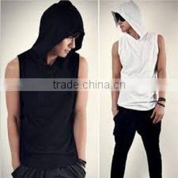 Blank Sleeveless European Style Men's Hoodies, Custom Stringer Hip Hop Hoody For Man photo-3