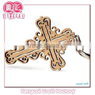 Custom made small wood Cross with hollow cut pattern ( Wooden craft in laser-cutting & engraving )