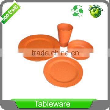 Biodegradable Eco Friendly Bamboo Fiber Tableware Large 5 Inch Round Picnic Bowl Set in Gift Box photo-3