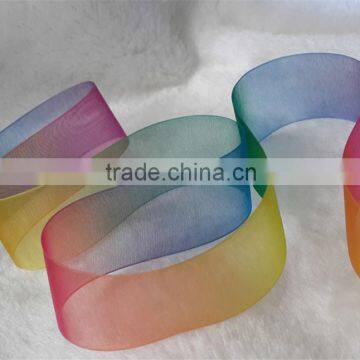 China Factory supply iridescent rainbow sheer organza ribbon,silk chiffon ribbon for gift craft card making decoration