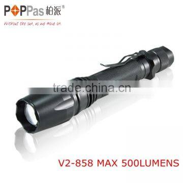POPPAS V2-858 T6 10W zoom adjustable and rechargeable led flashlight