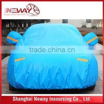 Shiney color auto /car waterproof cover with mirror pocket /refective tape