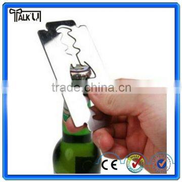 Pocket Stainless Steel Metal Beer Bottle Opener/Metal razor blade bottle opener