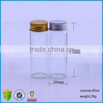 Clear Wide Mouth Straight Wall Glass Packaging Bottle With Airght Aluminum Caps