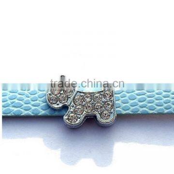 2015 Wholesale Full Rhinestone Alloy Cute Dog Shape 8mm Slide Charms Sliver Pet Accessories