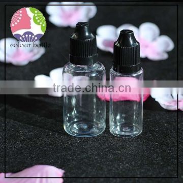 hottest selling e liquid pet material 10ml 30ml black plastic dropper bottle with childproof cap