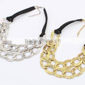 Fancy hot sale fashion CCB choker necklace velvet strip braided handmade gold plated chain necklace