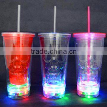 CE transparent student led plastic skull cup