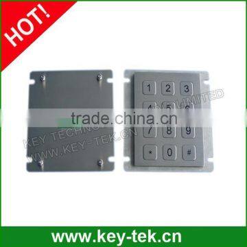 12 keys IP65 vandal proof dot matrix stainless steel kiosk keypad