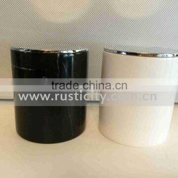 Black Marquina Large Candle Vessel, Large Marble Candle Jars photo-5