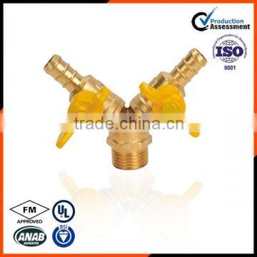 Double-fork male thread brass gas valve