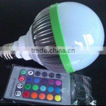 E27 9W led bulb light,1*9W RGB bulb,Homelighting RGB E27 1*9W dimmable,900lm,AC90-260V input,with remote controller