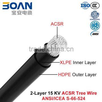 Tree Wire Cable, 15 kv 2-Layer ACSR, ACSR/XLPE/HDPE (ANSI/ICEA S-66-524)                        
                                                Quality Choice