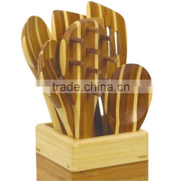 new design Eco-Friendly Bamboo kitchen tools for sale 8 Piece Complete Bamboo Tool Set