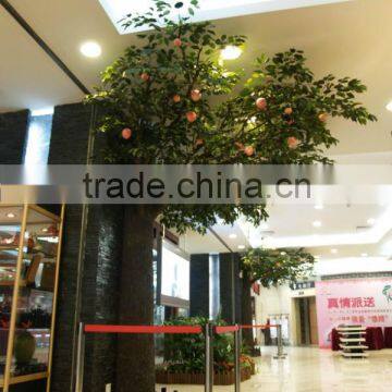 Customized half large peach tree with fruits along the wall