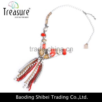 2014 fashion jewelry beaded jewelry tassel pendant necklace choker jewelry