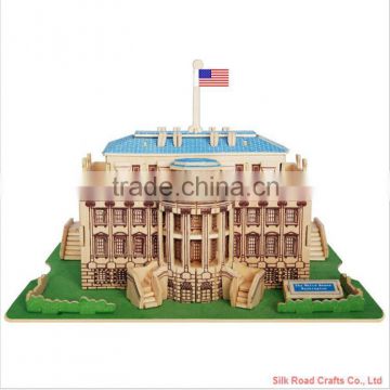 colorful white house 3d puzzle by wood