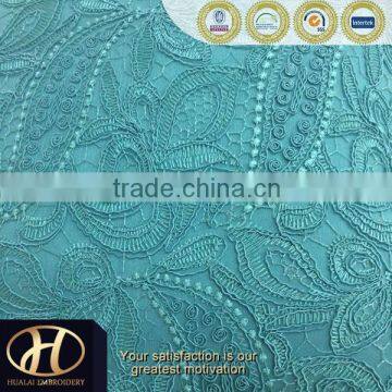 GREEN LACE TAFFETA EMBROIDERY FABRIC MADE IN CHINA