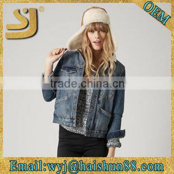 Wholesale latest fashion design 2015 new heated denim woman jacket