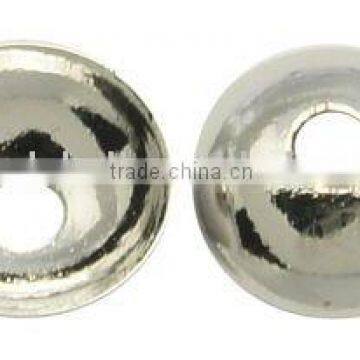 Brass Bead Caps, Plated, Silver Color, Size: about 12x3mm, hole: 0.5mm, 2000pcs/bag(KK-H052-S-5)