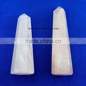 Rose Quartz wholesale Pencil 6 to 8 Facets Single Terminated Point Khambhat Gujarat India crystal waves