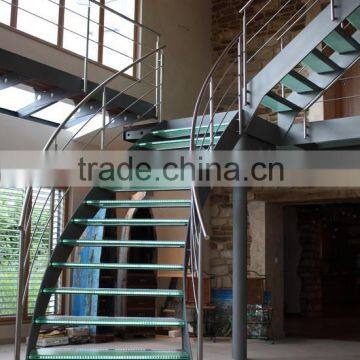 Steel Structure Curved Glass Stairs or Glass Helical Staircase photo-2