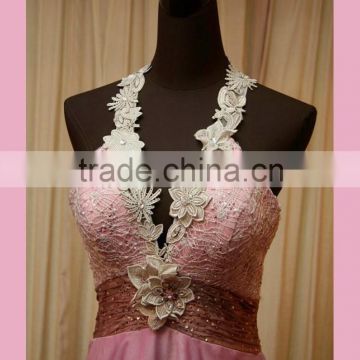 3D flowers satin and chiffon lilac prom dress