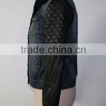 High Quality Women PU Winter Coat Jeans Jacket Fashion Style