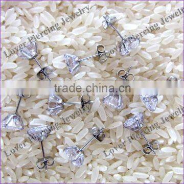 Fashion Zircon Top Design High Polish Stainless Steel Ear Piercing Studs [ES-722D]