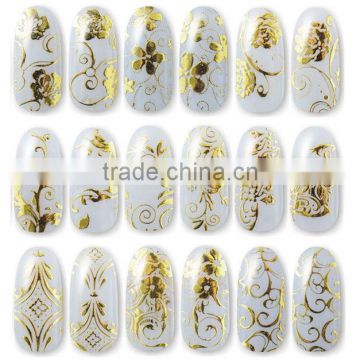 2016 new custom popular fashion lady 3d gold metal nail sticker